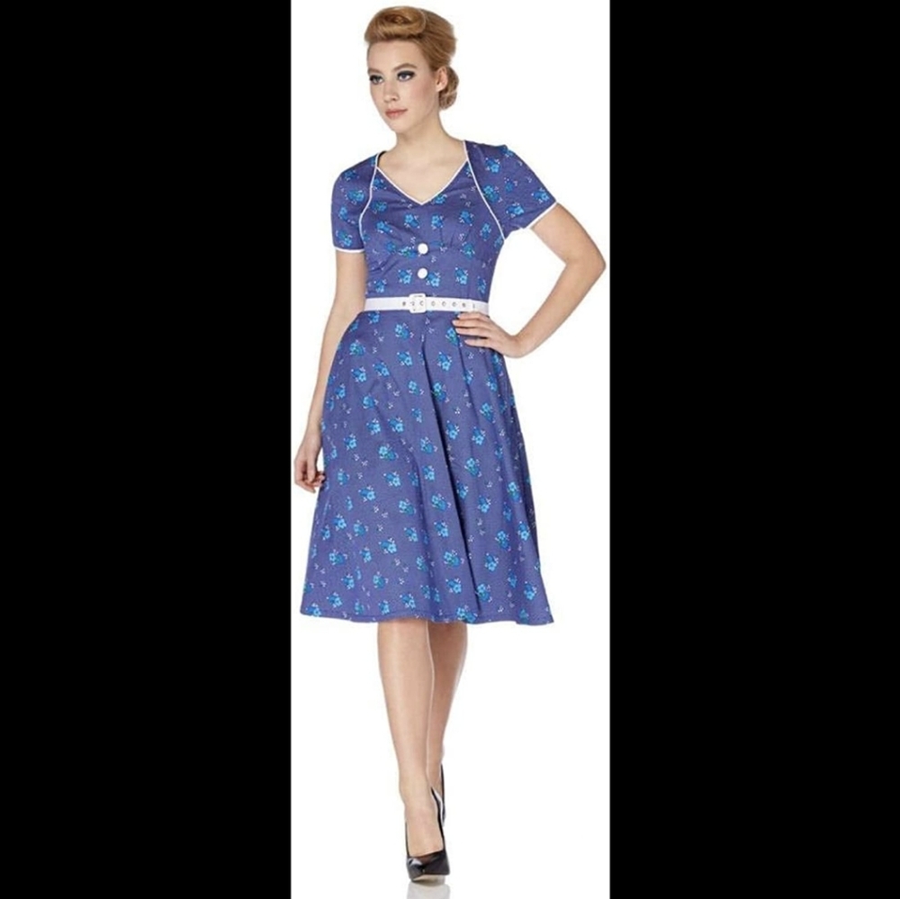 NWT Rare Voodoo Vixen 50s Floral Polka Dot Vintage Retro Swing Day Dress XL